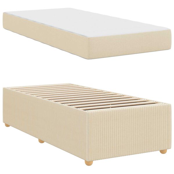 vidaXL Bedframe met matras Cr&egrave;me 90 x 200 cm Stof
