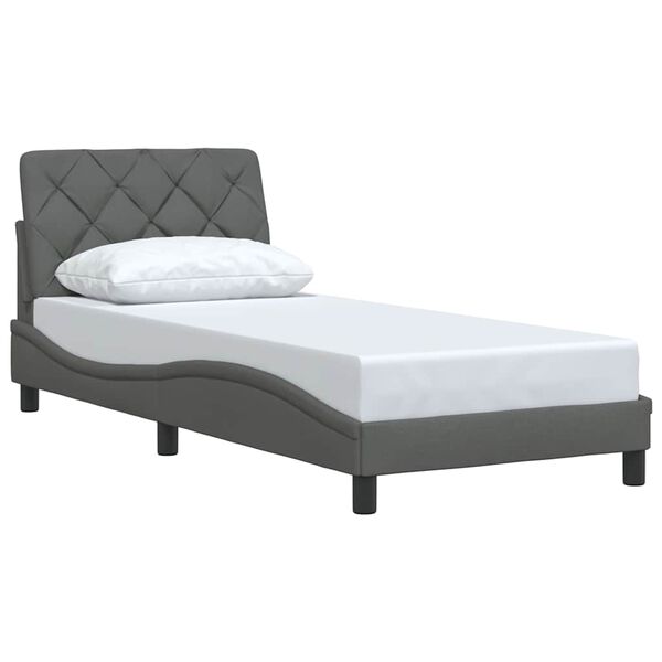 vidaXL Bedframe zonder matras 80x200 cm stof donkergrijs