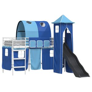vidaXL Loftbed voor Kids Wit en Blauw 90 x 190 cm Metaal