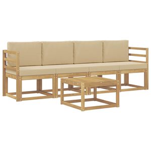 vidaXL Buiten bankenset 5 st Wit en Beige