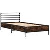 vidaXL Bedframe bewerkt hout en metaal gerookt eikenkleurig 90x190 cm