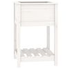 vidaXL Plantenbak met schap 54x54x81 cm massief grenenhout wit