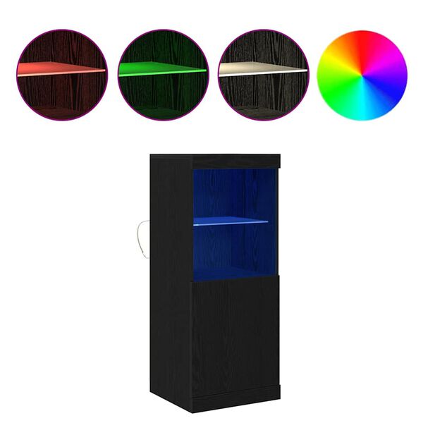 vidaXL LED Sideboard Zwart Eiken 41 x 37 x 100 cm Bewerkt hout