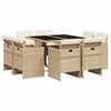vidaXL 9-delige Tuinset met kussens poly rattan beige