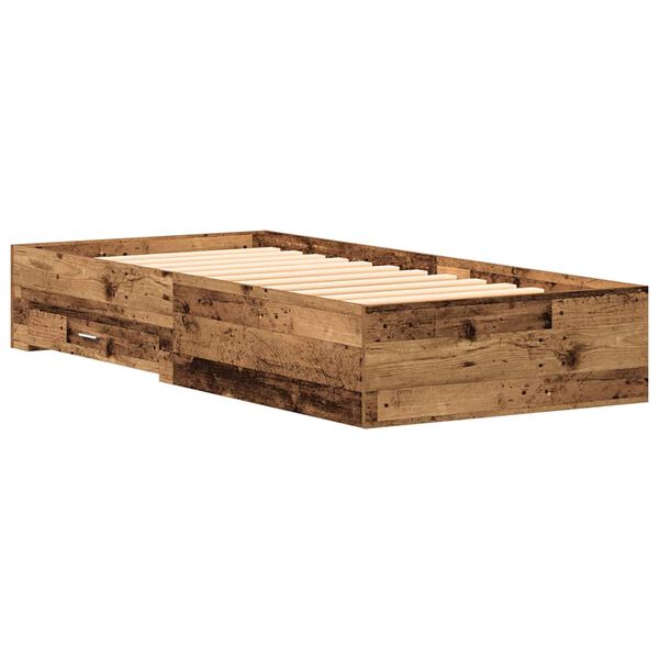 vidaXL Bedframe met lade met opslag Oud Hout 90 x 200 cm Bewerkt hout