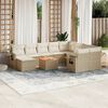 vidaXL 11-delige Tuinset met kussens poly rattan beige
