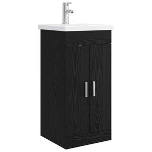 vidaXL Badkamermeubel met Wasbak Zwart eiken 42 x 40 x 84,5 cm
