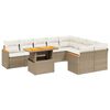 vidaXL 10-delige Loungeset met kussens poly rattan beige
