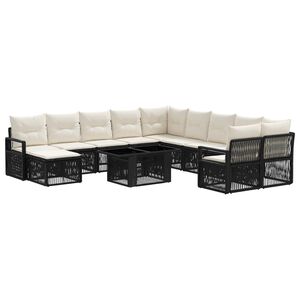vidaXL Tuinbankenset 12 st Zwart en Cream Wit poly rattan