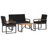 vidaXL Tuinset met kussen 4-delig Zwart polyrattan