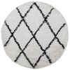 vidaXL Vloerkleed PAMPLONA shaggy hoogpolig &Oslash; 80 cm cr&egrave;me en zwart