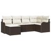 vidaXL Tuin Sofa Set met kussen 6 pcs Bruin en wit Poly riet