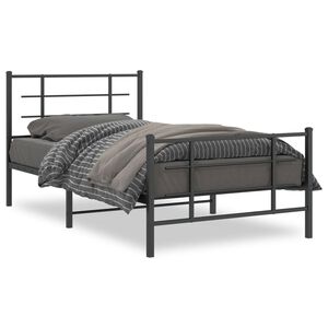 vidaXL Bedframe met hoofd- en voeteneinde metaal zwart 100x200 cm