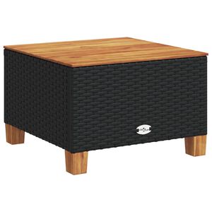 vidaXL Tuintafel 55x55x36 cm poly rattan en acaciahout zwart