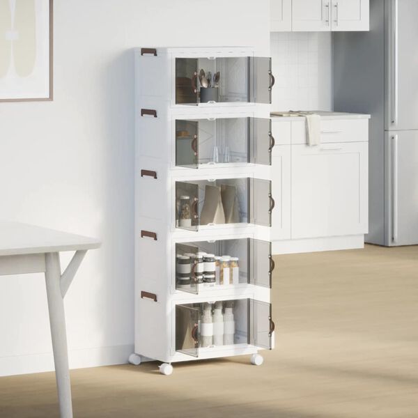 vidaXL Opbergbox stapelbaar met wielen 5-laags 28 L 48,5x29,5x139 cm