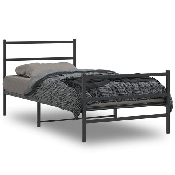vidaXL Bedframe met hoofd- en voeteneinde&nbsp;metaal zwart 100x190 cm
