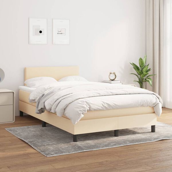 vidaXL Boxspring met matras stof cr&egrave;mekleurig 120x200 cm
