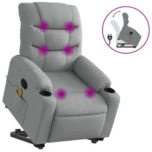 vidaXL Sta-op-massagestoel verstelbaar stof lichtgrijs