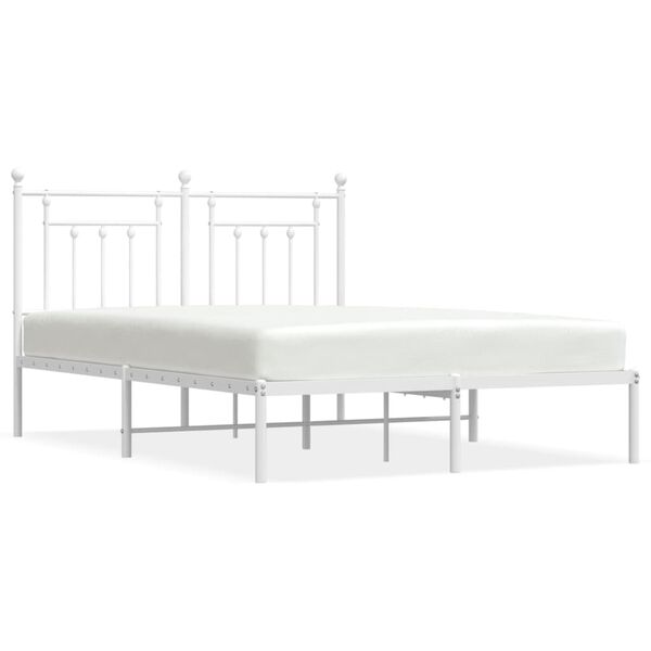 vidaXL Bedframe met hoofdbord metaal wit 140x200 cm