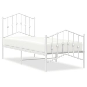 vidaXL Bedframe met hoofd- en voeteneinde&nbsp;metaal wit 75x190 cm
