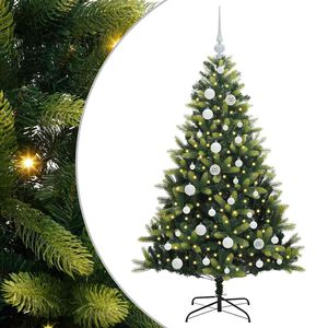vidaXL Kunstkerstboom met scharnier 150 LEDs Groen 120 cm PVC en PE