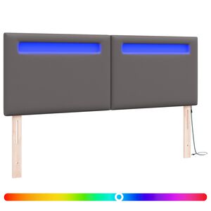 vidaXL LED Hoofdbord Grijs 160 cm Nep Leer