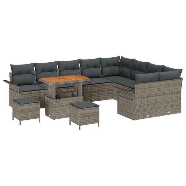vidaXL Tuin Sofa Set met kussen met opslag met kussen 12 pcs Grijs