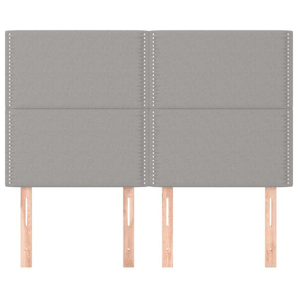 vidaXL Hoofdbord lichtgrijs 144x5x118/128 cm stof