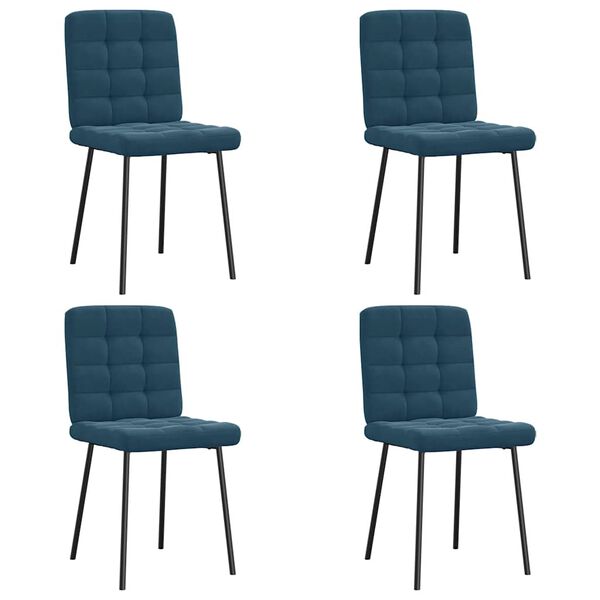 vidaXL Eetkamerstoelen 4 st fluweel blauw