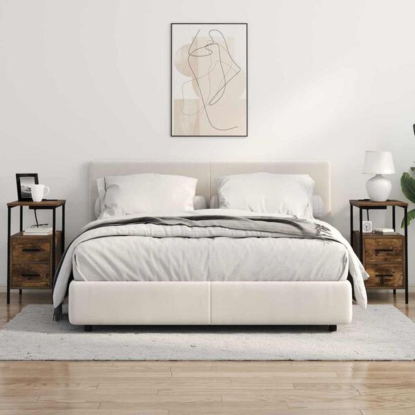 vidaXL Nachtkastje met lade Gerookt eiken 30 x 48 x 61 cm Bewerkt hout