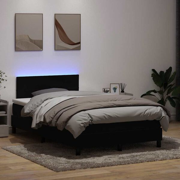 vidaXL Boxspring met matras en LED fluweel zwart 120x210 cm