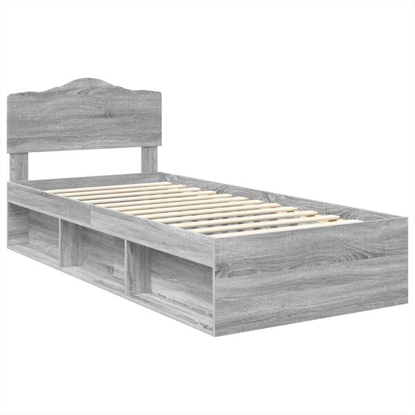 vidaXL Bedframe Grijs Sonoma 100 x 200 cm Massief grenenhout