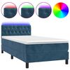 vidaXL Boxspring met matras en LED fluweel donkerblauw 90x190 cm