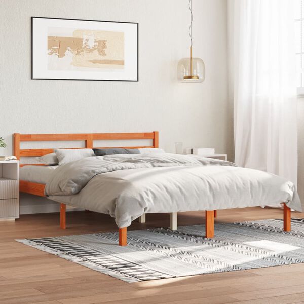 vidaXL Bedframe zonder matras massief grenenhout wasbruin 120x190 cm