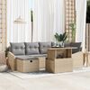 vidaXL Tuin Sofa Set met kussen 7 pcs Beige poly rattan