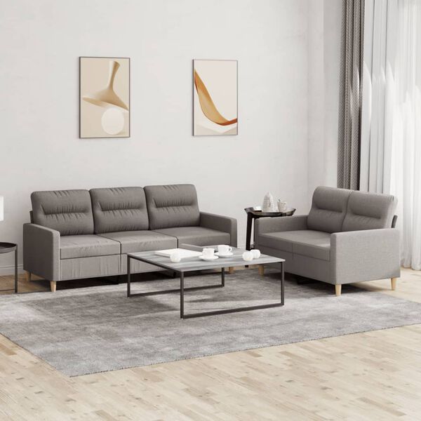 vidaXL 2-delige Loungeset met kussens stof taupe