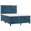 vidaXL Boxspring met matras fluweel donkerblauw 140x190 cm