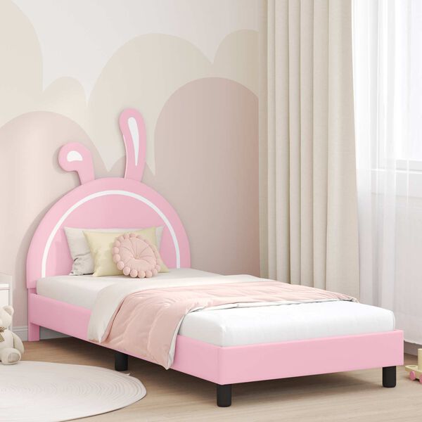 vidaXL Bedframe voor kinderen met hoofdbord Roze 80 x 200 cm PU