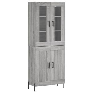 vidaXL Hoge kast 69,5x34x180 cm bewerkt hout grijs sonoma eikenkleurig