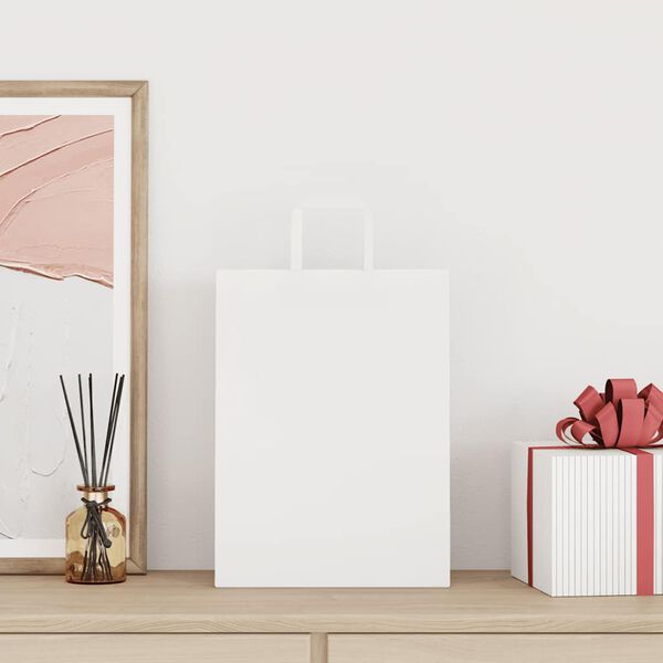 vidaXL Papieren zakken 250 st met hengsels 26x12x35 cm wit