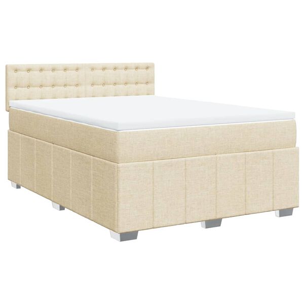vidaXL Boxspring met matras stof cr&egrave;mekleurig 160x200 cm