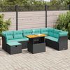 vidaXL 9-delige Loungeset met kussens poly rattan acacia grijs