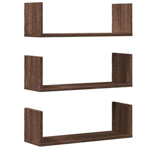 vidaXL Wandschappen 3 st 58x18x18 cm bewerkt hout bruin eikenkleurig