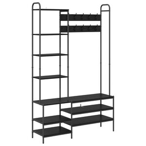 vidaXL Kapstok met schoenenbank Zwart eiken 120,5 x 34 x 190 cm