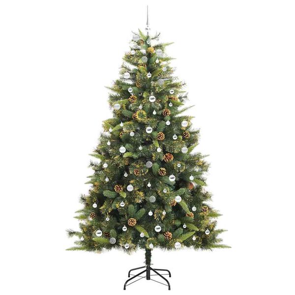 vidaXL Kunstmatige Scharnier Kerstboom met Cones Groen 240 cm