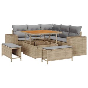 vidaXL Tuin Sofa Set met kussen 8 pcs Beige poly rattan