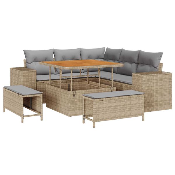 vidaXL Tuin Sofa Set met kussen 8 pcs Beige poly rattan