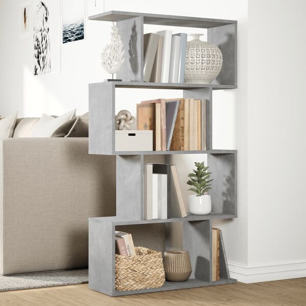 vidaXL Kamerscherm / boekenkast 4-laags 70x24x129 cm hout betongrijs