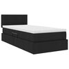 vidaXL Opbergbed met LED met matras met LED Zwart 100 x 200 cm Stof
