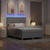 vidaXL LED Box Spring Bed met matras Lichtgrijs 140 x 190 cm Stof